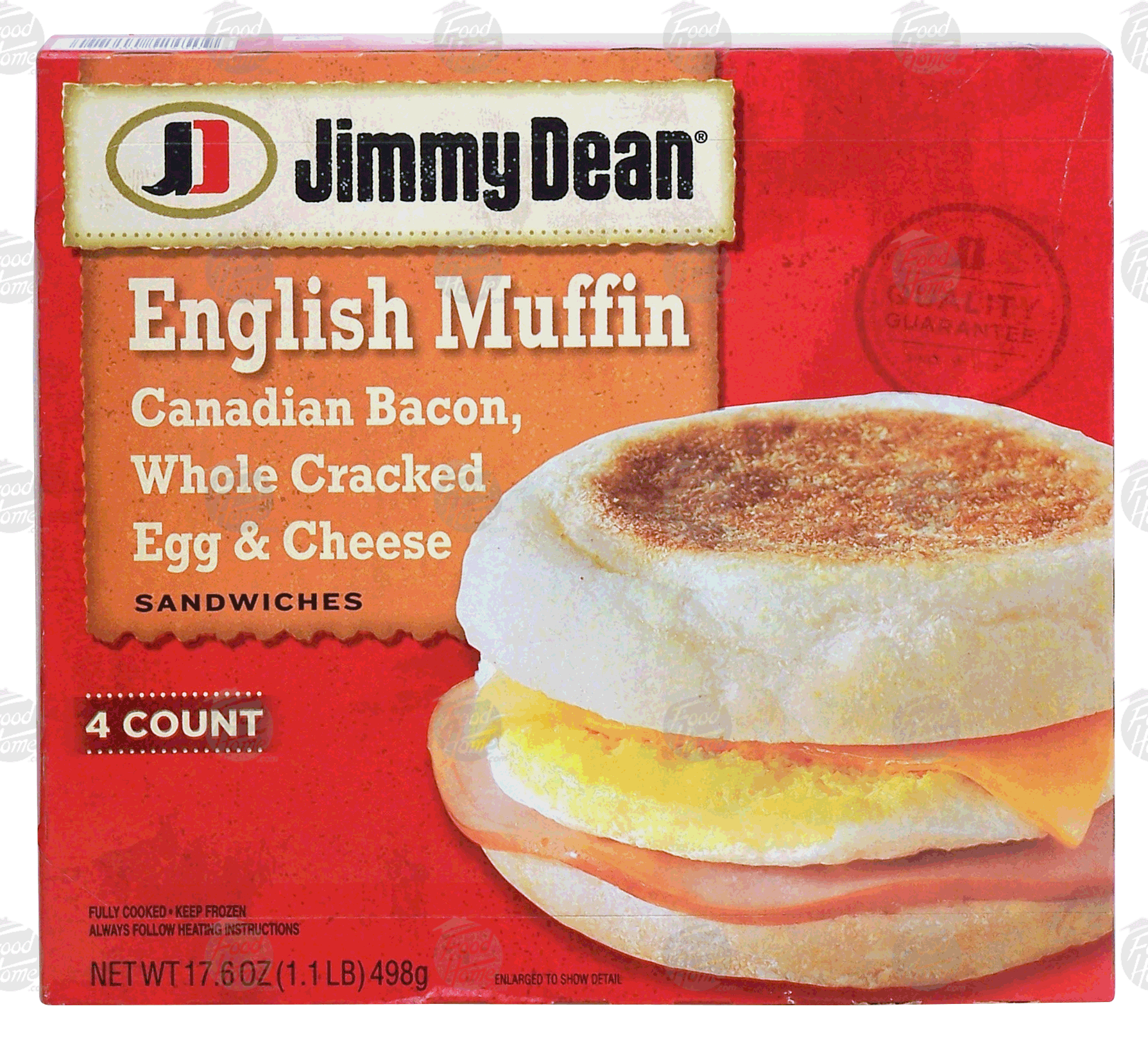 Jimmy Dean  english muffin sandwiches w/canadian bacon, whole cracked egg & cheese, 4 count Full-Size Picture